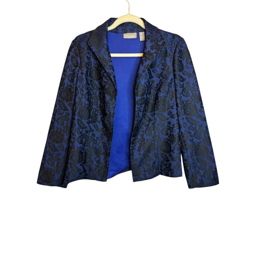 Chico's Blazer Women's Small Lace Lightweight Jacquard Open front Chico's 0